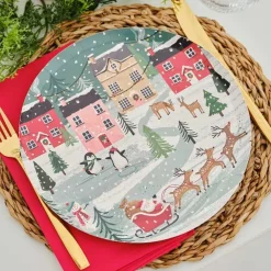 Party Delights Tableware<Christmas Scene Paper Plates - 25Cm (8Pk)
