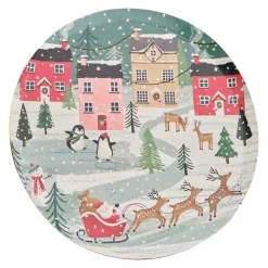 Party Delights Tableware<Christmas Scene Paper Plates - 25Cm (8Pk)