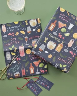 Party Delights Gift Wrapping<Cocktails Wrap, Tag And Ribbon Gift Wrap