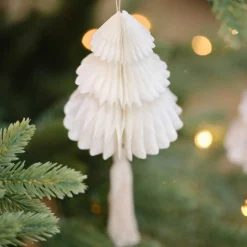 Party Delights Hanging Decorations<Cream Honeycomb Trees Decorations With Macrame Tassels (4Pk)