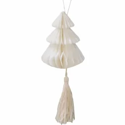 Party Delights Hanging Decorations<Cream Honeycomb Trees Decorations With Macrame Tassels (4Pk)