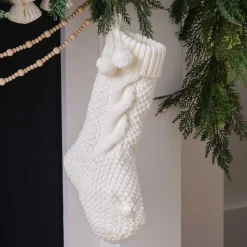 Party Delights Stockings & Sacks<Cream Knitted Christmas Stocking - 45Cm