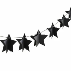 Party Delights Hanging Decorations<3D Star Black Paper Bunting - 2M