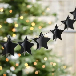 3D Star Black Paper Bunting - 2M<Party Delights Sale