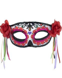 Women's Party Delights Women's<Day Of The Dead Masquerade Mask With Ribbons