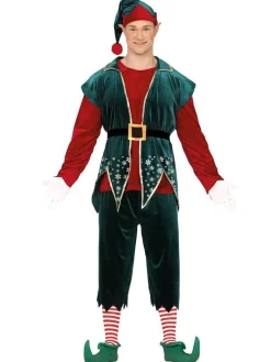 Men's Party Delights Men's<Deluxe Festive Elf - Adult Costume
