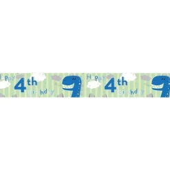 Dinosaur 'Happy 4Th Birthday' Holographic Foil Banner - 2.6M<Party Delights Sale