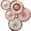 Ditsy Floral Rose Gold Foiled Fan Decorations - 38Cm (5Pk)<Party Delights Sale