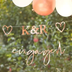 Engaged Rose Gold Customisable Bunting<Party Delights Online