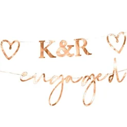 Engaged Rose Gold Customisable Bunting<Party Delights Online