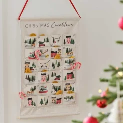 Party Delights Hanging Decorations<Fabric Christmas Scene Advent Calendar - 53Cm X 35Cm
