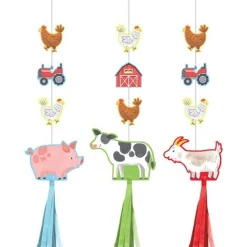 Farm Animals Hanging Decorations<Party Delights Online