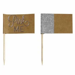 Party Delights Tableware<Festive Silver Foiled Cake Picks (12Pk)