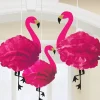 Fluffy Flamingo Hanging Decorations (3Pk)<Party Delights Clearance