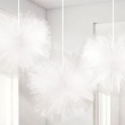 Fluffy White Tulle Decoration (3Pk)<Party Delights New