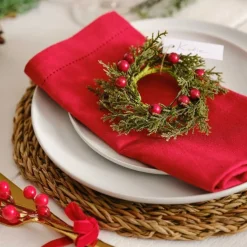Party Delights Tableware<Foliage & Berry Christmas Napkin Rings (6Pk)