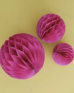Party Delights Hanging Decorations<Fuchsia Paper Honeycomb Hanging Decorations (3Pk)