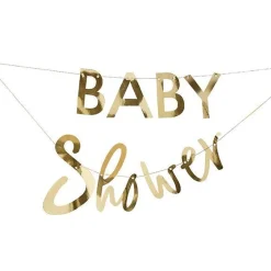 Gender Reveal Gold Baby Shower Balloon & Bunting Kit<Party Delights