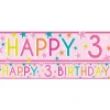 Girls 3Rd Birthday Paper Banners - 1M (3Pk)<Party Delights Clearance