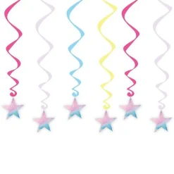 Girls Rule Iridescent Hanging Swirl Decorations (6Pk)<Party Delights Hot