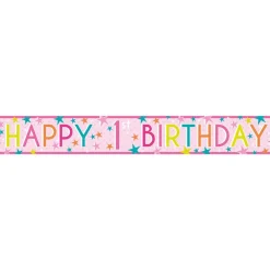 Girls 1St Birthday Paper Banners - 1M (3Pk)<Party Delights Best