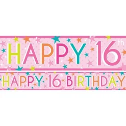 Girls 16Th Birthday Paper Banners - 1M (3Pk)<Party Delights New