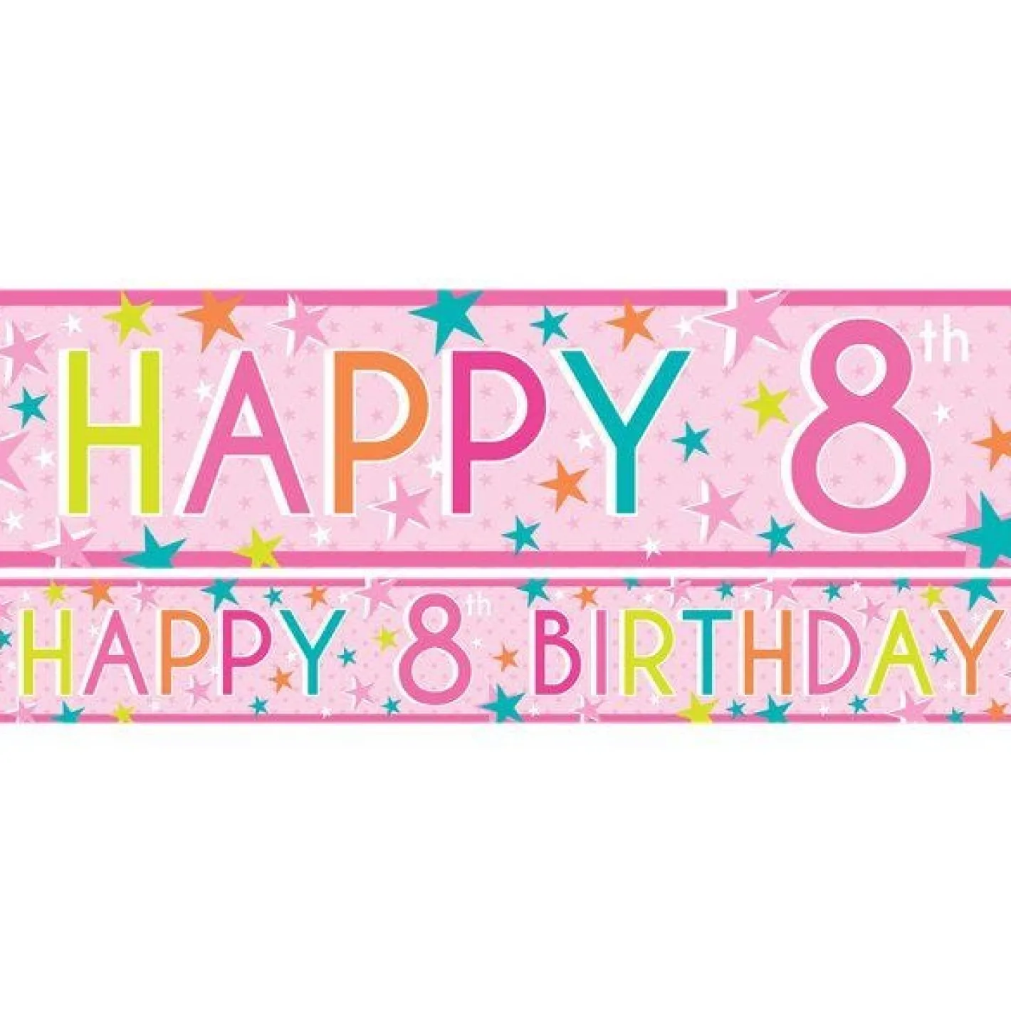 Girls 8Th Birthday Paper Banners - 1M (3Pk)<Party Delights Clearance