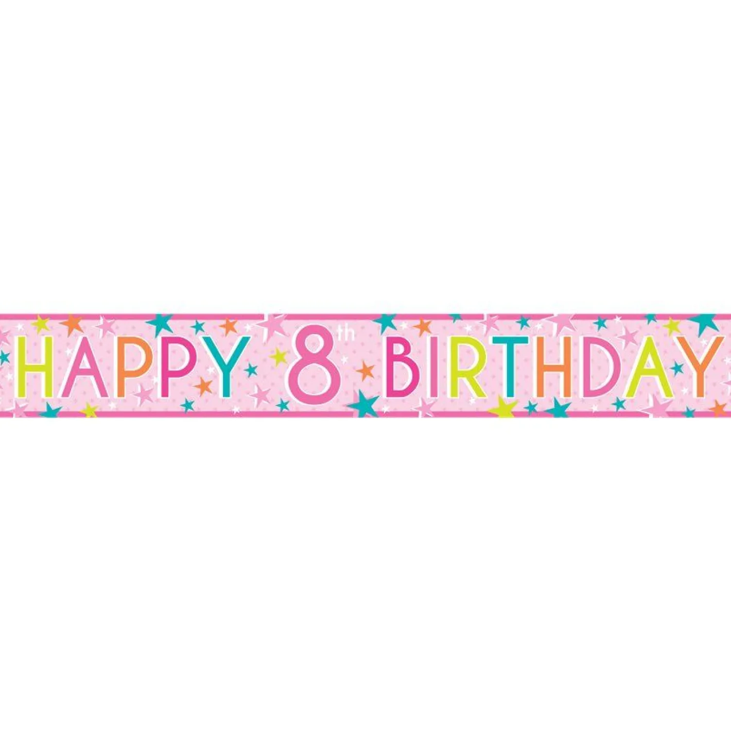 Girls 8Th Birthday Paper Banners - 1M (3Pk)<Party Delights Clearance