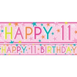 Girls 11Th Birthday Paper Banners - 1M (3Pk)<Party Delights New