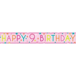 Girls 9Th Birthday Paper Banners - 1M (3Pk)<Party Delights Best