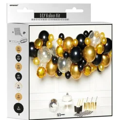 Gold & Black Balloon Arch Garland - 66 Balloons<Party Delights Sale