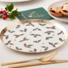Party Delights Tableware<Gold Foiled Holly Leaf Paper Plates - 24Cm (8Pk)