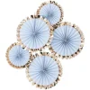 Gold Foiled Pastel Blue Paper Fan Decorations - 38Cm (5Pk)<Party Delights Discount