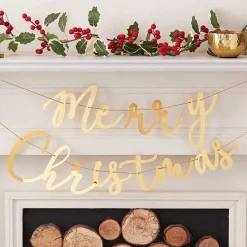 Party Delights Hanging Decorations<Gold Merry Christmas Acrylic Banner - 1.5M
