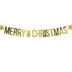 Party Delights Hanging Decorations<Gold Merry Christmas Banner - 1.5M