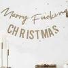 Gold Merry Fucking Christmas Paper Banner - 1.5M<Party Delights Hot