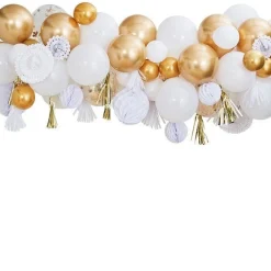 Gold Mix Balloon Garland With Decorations - 80 Balloons<Party Delights Discount