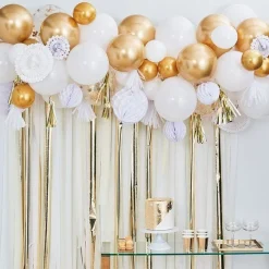 Gold Mix Balloon Garland With Decorations - 80 Balloons<Party Delights Discount