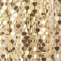 Gold Wedding Heart Foil Curtain Backdrop - 1M X 2.5M<Party Delights Best