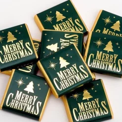 Party Delights Christmas Sweets<Green & Gold Merry Christmas Chocolate Neapolitans X50
