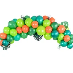 Green & Orange Tropical Balloon Arch Garland - 60 Balloons<Party Delights New
