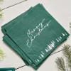 Party Delights Tableware<Green Merry Christmas Paper Napkins - 33Cm (16Pk)