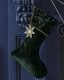 Party Delights Stockings & Sacks<Green Velvet With Embroidery Stocking