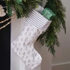 Party Delights Stockings & Sacks<Grey Tree And Stripe Printed Christmas Stocking - 45Cm