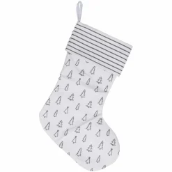 Party Delights Stockings & Sacks<Grey Tree And Stripe Printed Christmas Stocking - 45Cm