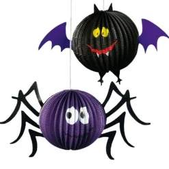 Hanging Spider Or Bat Honeycomb Decoration - 18Cm<Party Delights Online
