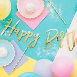 Happy Birthday Gold Banner - 0.6M<Party Delights Best