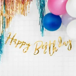 Happy Birthday Gold Banner - 0.6M<Party Delights Best