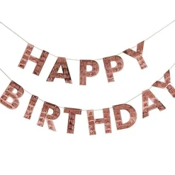 Happy Birthday Rose Gold Fringe Bunting<Party Delights Discount