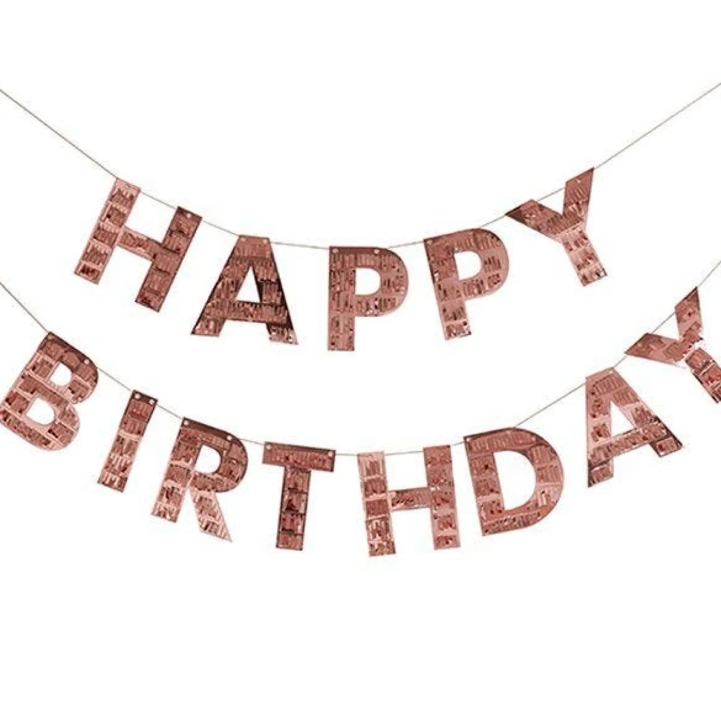 Happy Birthday Rose Gold Fringe Bunting<Party Delights Discount